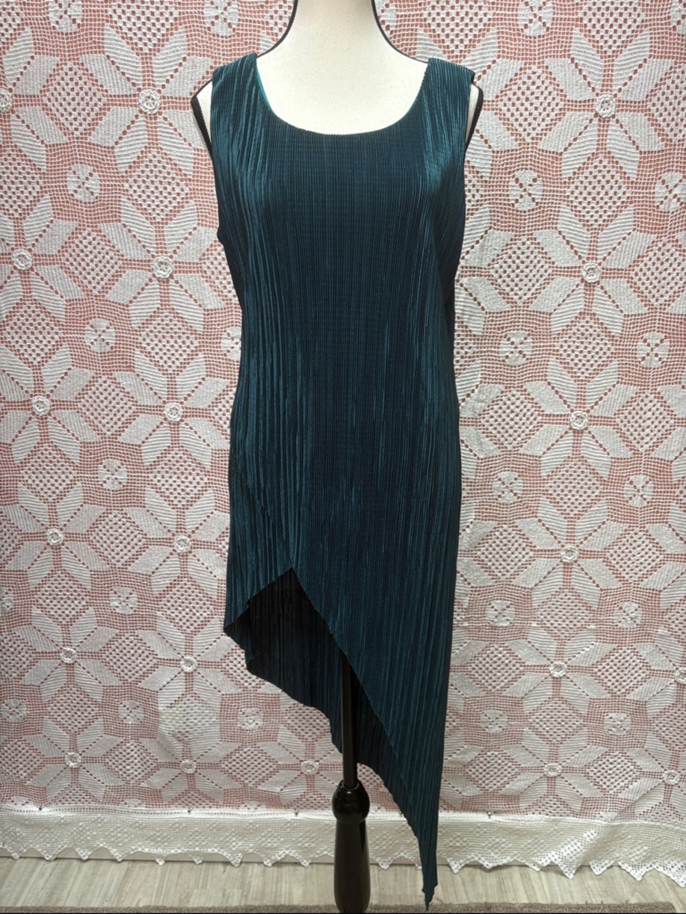 Jessica Pleated Asymmetrical Tunic Top – Teal | Size L (16)